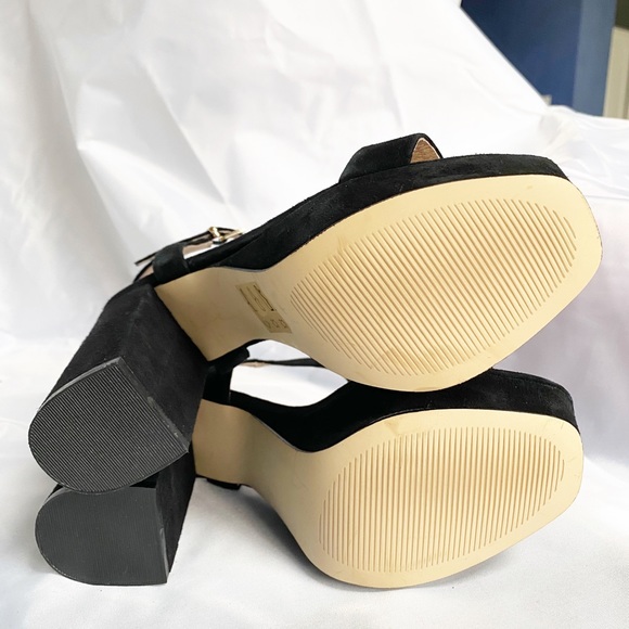 Black parent leather heel with architectural heel - Picture 5 of 6